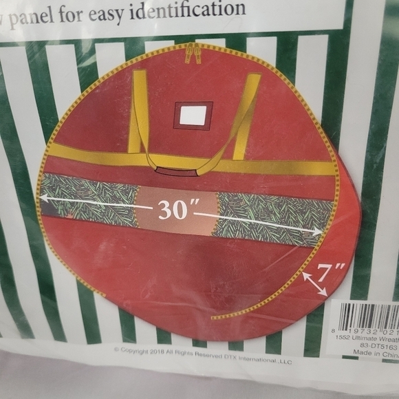 Elf Stor Ultimate Red Holiday Christmas Wreath Storage Bag For 30" Inch Wreaths - Picture 4 of 7